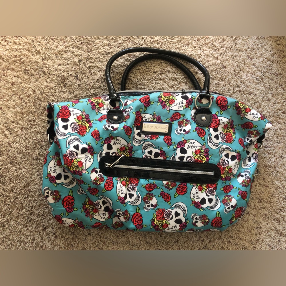 Betsey Johnson Floral and Skull Weekend Duffle Bag